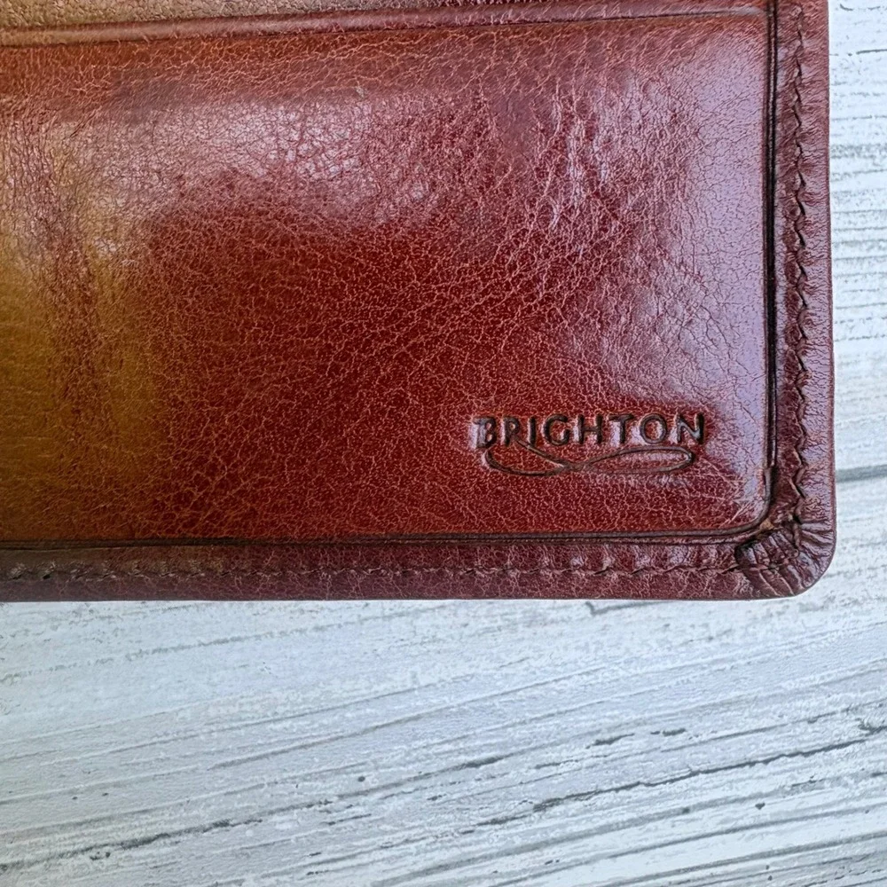 Brighton Bifold Wallet OS Mahogany Brown Mens Leather Slim Card Holder